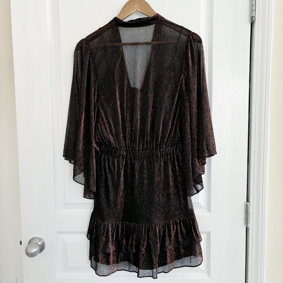 IRO Dress Reblea Ruffle Lurex Mini Metallic Copper - Picture 9 of 9